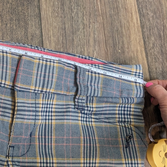 Hollister Blue yellow collegiate plaid wide leg cuffed casual pants EUC size 5 - Picture 4 of 6